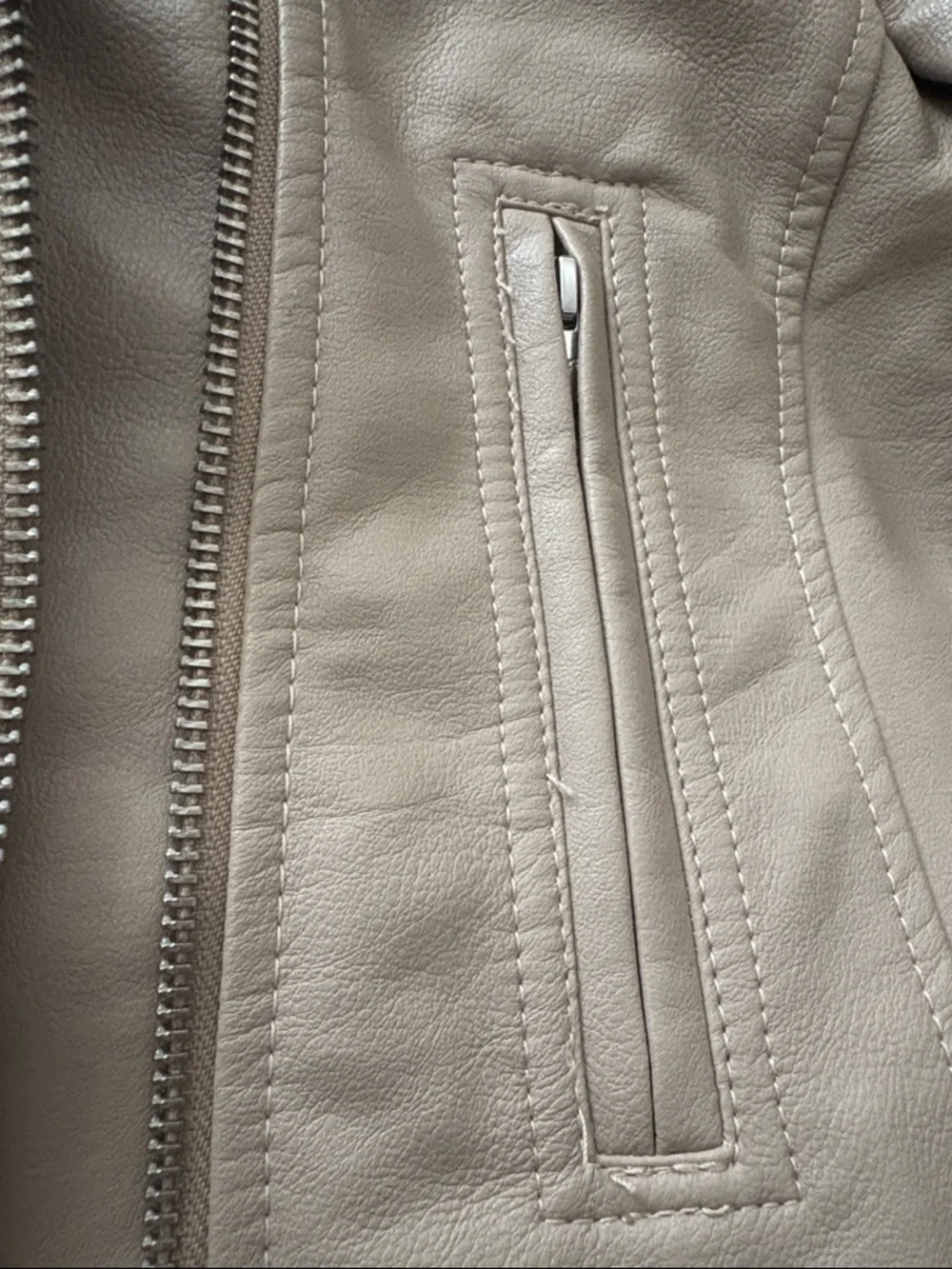 Abercrombie & Fitch Vegan Leather Moto Jacket - Taupe - Picture 8 of 10